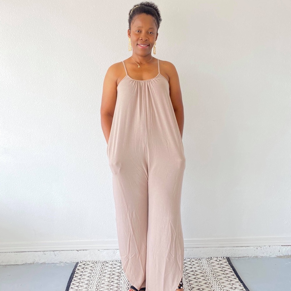 Side Slit Detail  Jumpsuit With  Adjustable Straps